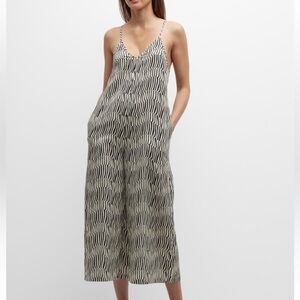 Frances Valentine Cheree Cropped Zebra Print Wide Leg Jumpsuit Size XL